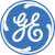 A blue ge logo in a green background