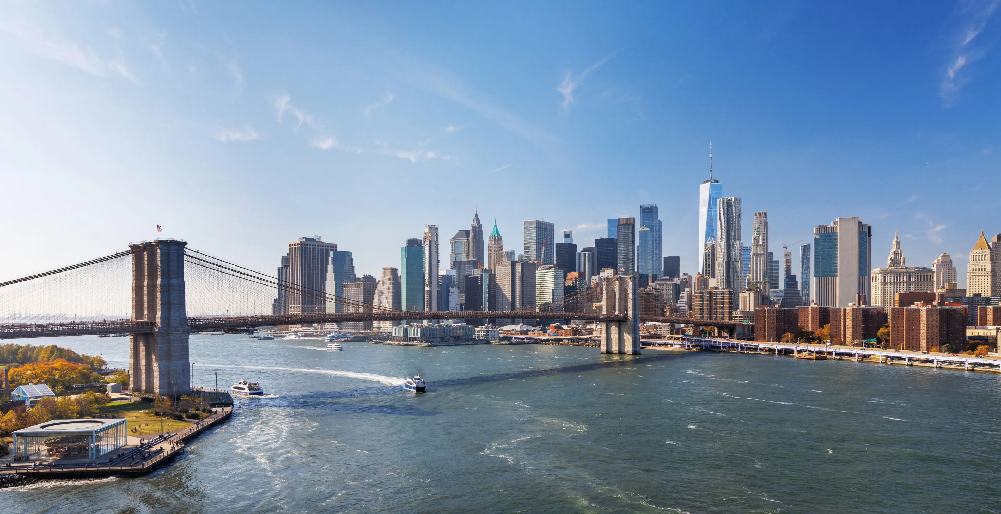 A view of the city skyline from across the water.