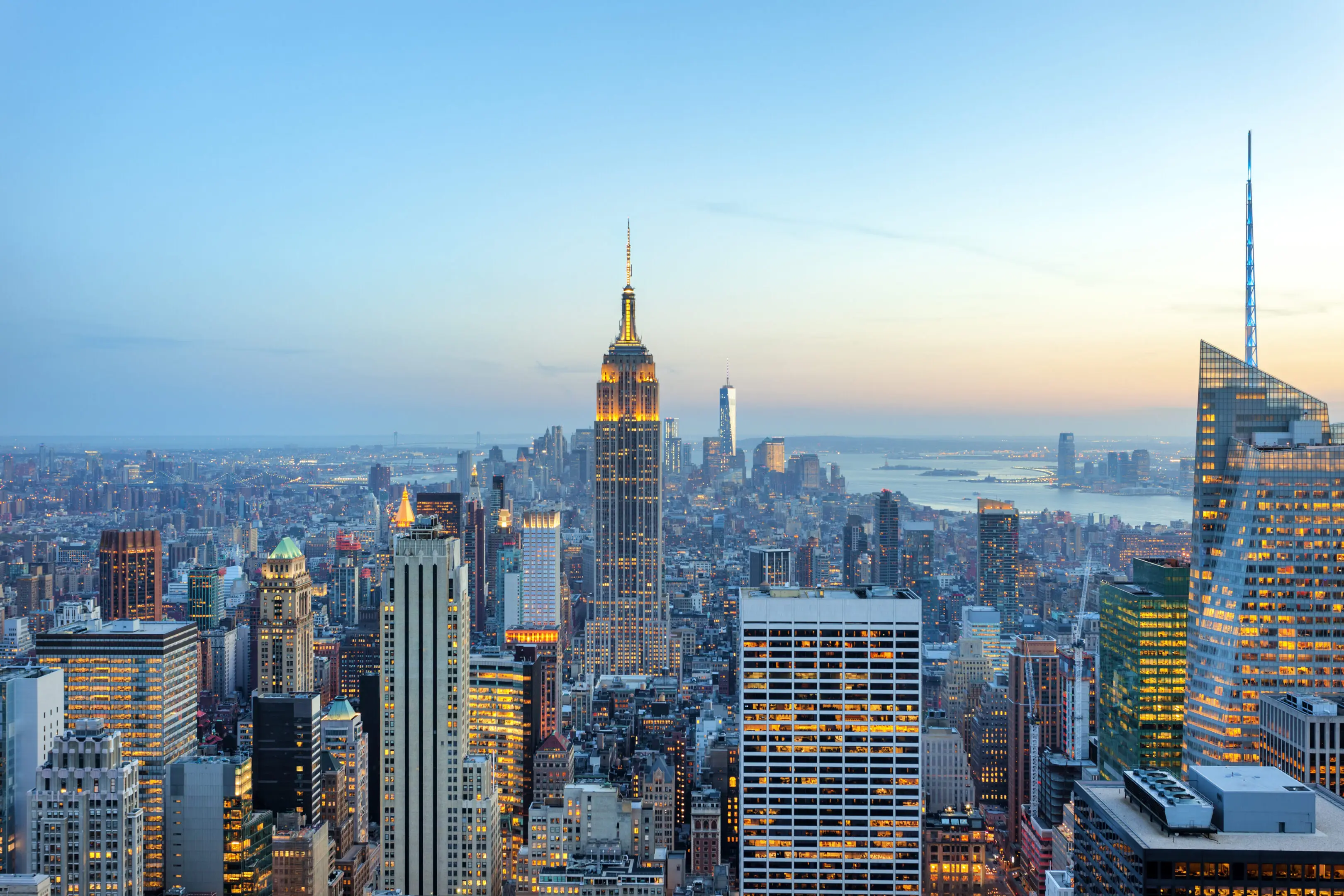 A view of the empire state building from above.